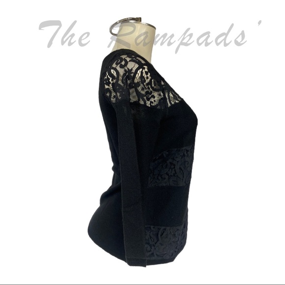 Ann Taylor Black Lace Blouse Size Petite Medium - Picture 2 of 7